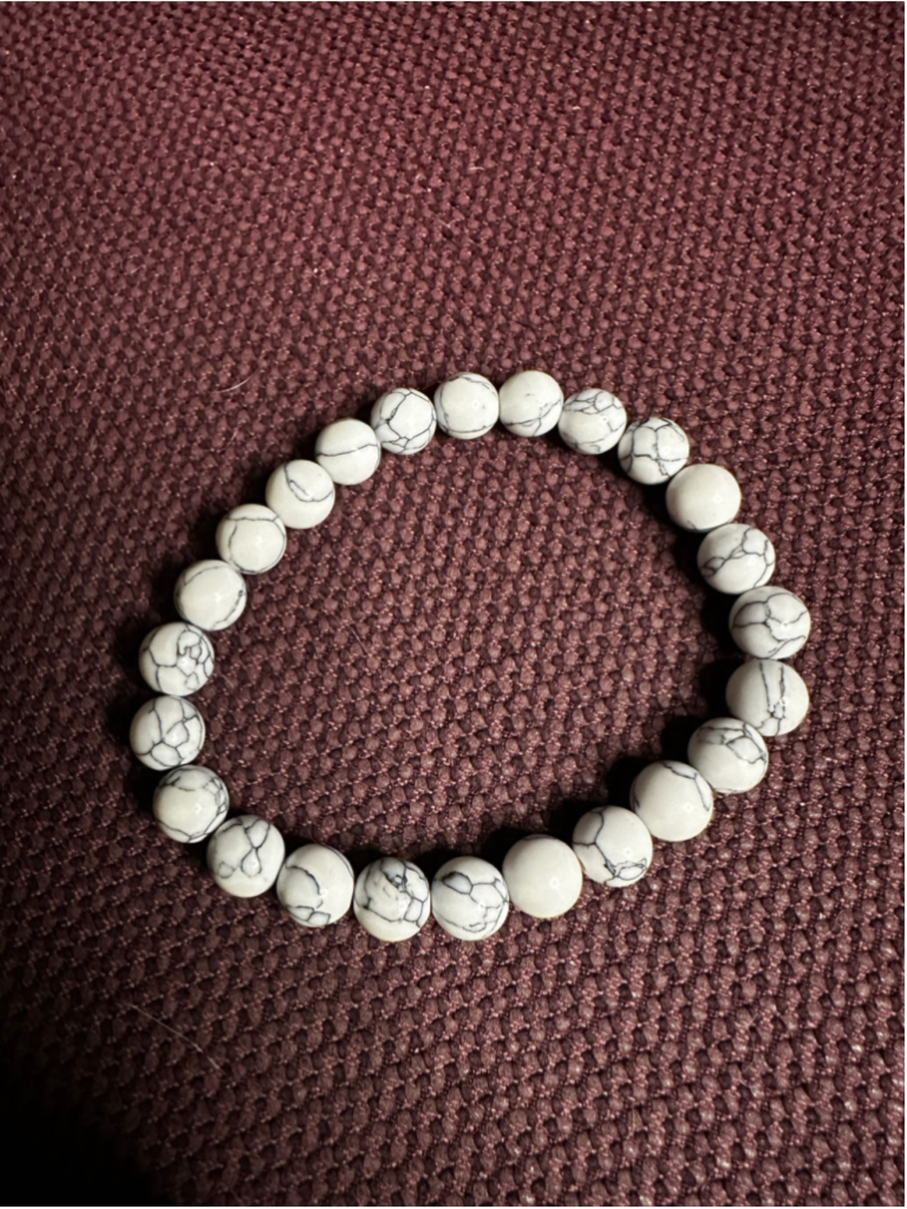 Beaded White and Black Stone Bracelet